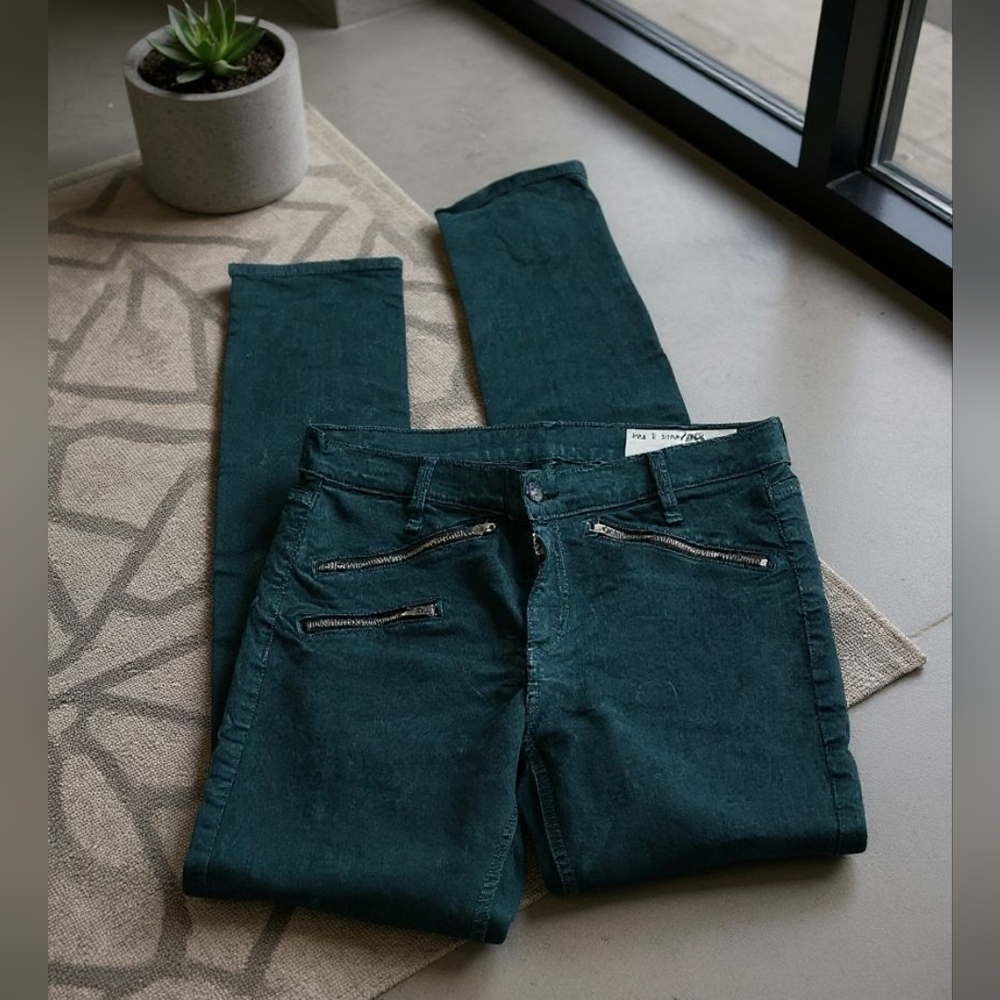 Rag & Bone Green Zip Skinny Pants Size 27 Moto Ankle Zip